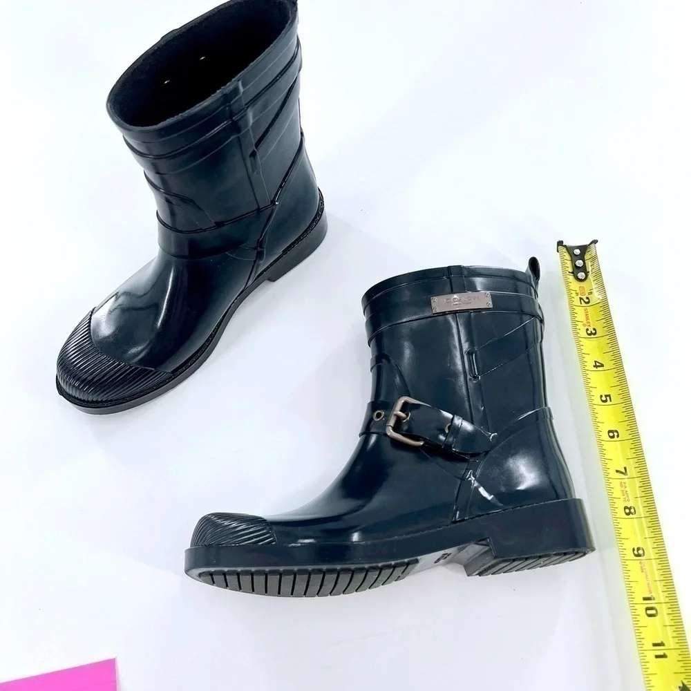 Coach Navy Glossy Rain Boots